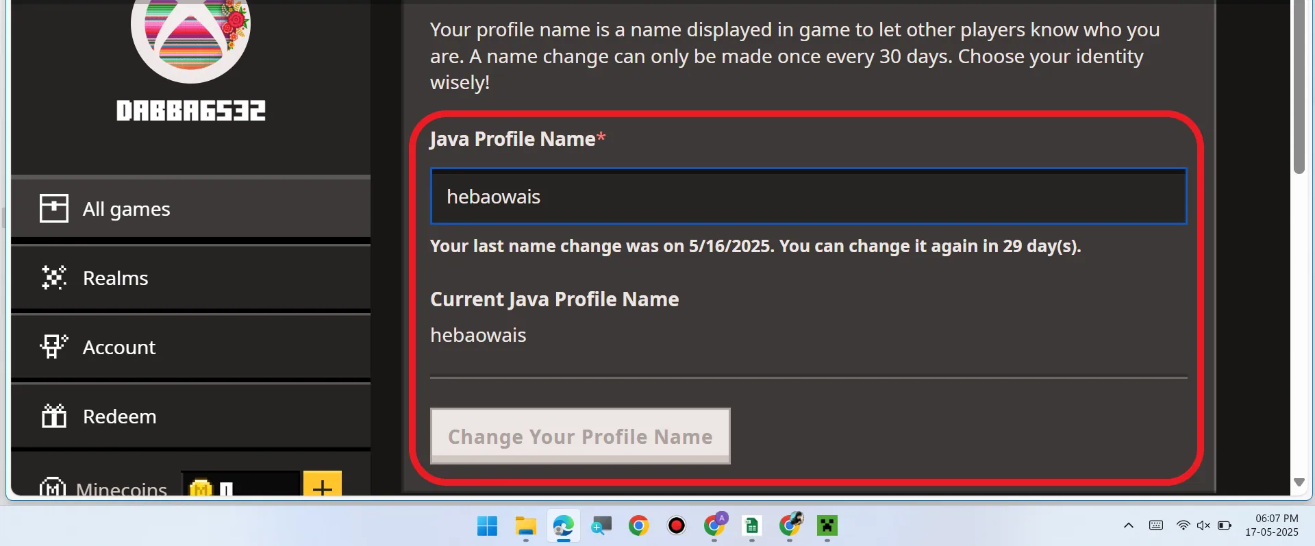 Change Your Minecraft Username